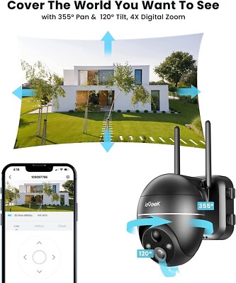 ieGeek 5MP Outdoor Solar WiFi Security Camera Home 360° PTZ