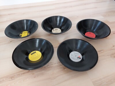 Set aus 2 Schallplatten Schüssel Vinyl Record Bowl Deko LP Vintage Design Schale