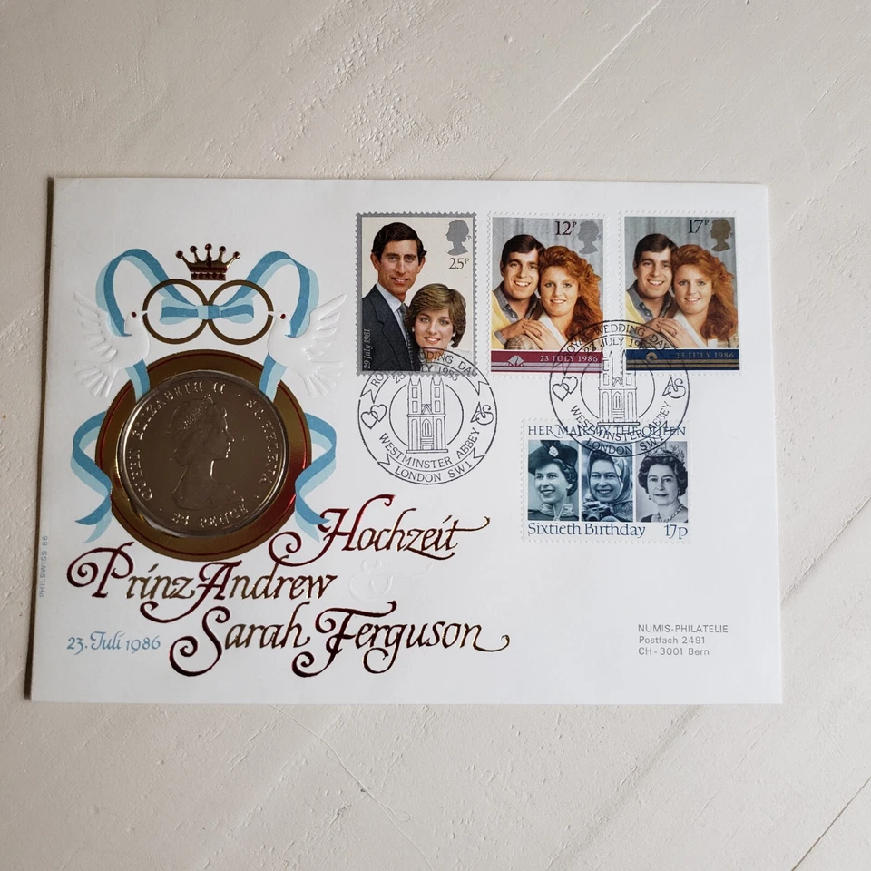 15 Varias Fundas Real Primer Día y Moneda de 25 Peniques Reina Isabel II Santa Elena Foto 2 de 4