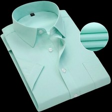 Men Short Sleeve Dress Shirt Plus Size Summer Fashion Slim Casual Social Shirts