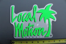 LOCAL MOTION Hawaii Surfboards Clear Neon Green 80's LM1 Vintage Surfing STICKER