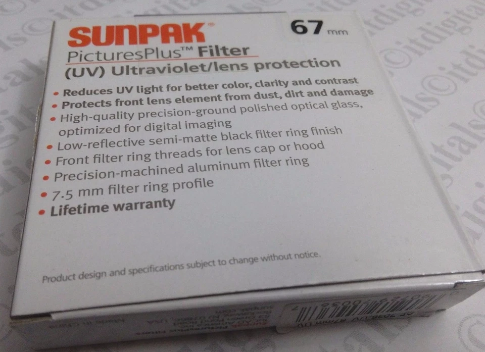 67mm UV Ultraviolet Lens Protection Filter Safety Protector 67 mm CF-7036-UV New - Image 2 of 4