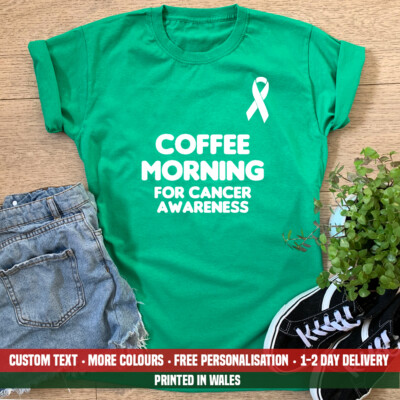 Ladies Coffee Morning For Cancer Awareness T-shirt Worlds Donation