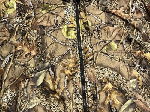 Burly Camo Hunting Jacket Size 2XL Brown Woodland Hooded Full Zip Insulated Coat - Picture 3 of 9