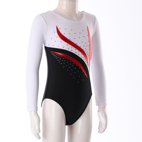 Kids Girl's Leotard Long Sleeve Unitard Ballet Bodysuit Sparkly Jumpsuit Sports - Picture 9 of 44