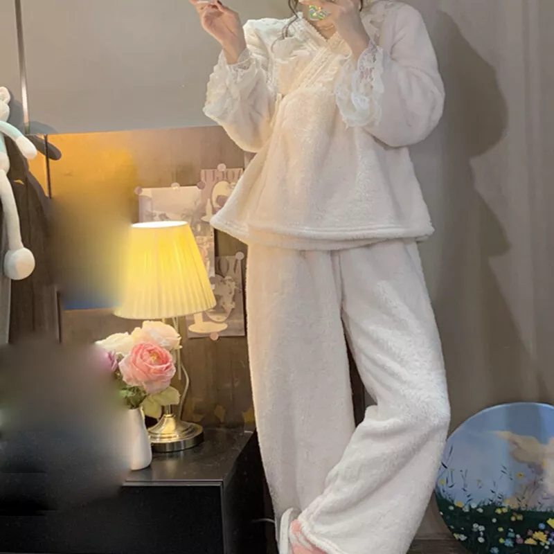 Fur robe and pants set new arrivals