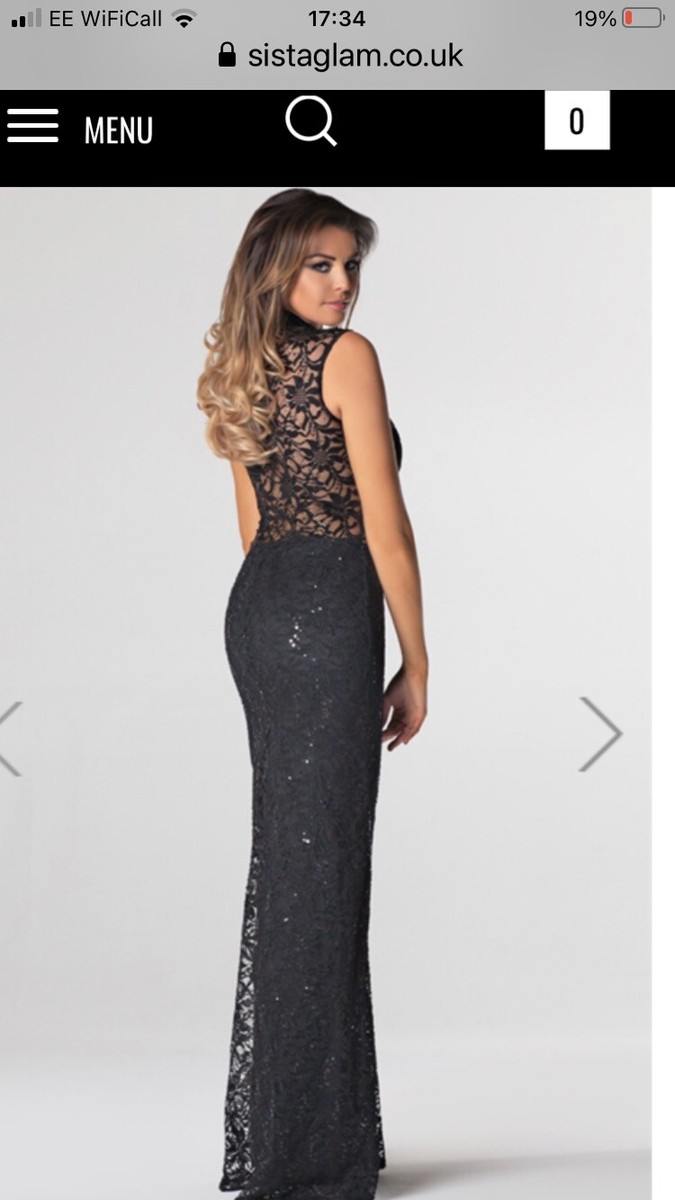 Prom Dress Jessica Wright Size 6, Black Sequin Lace Maxi Dress
