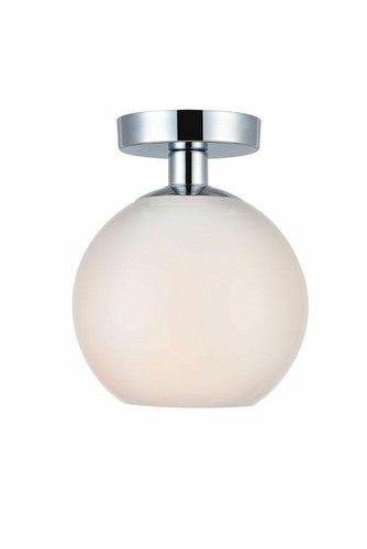 Elegant LD2205C Baxter 1 Light Chrome Flush Mount With Frosted White Glass**USED - Picture 3 of 3