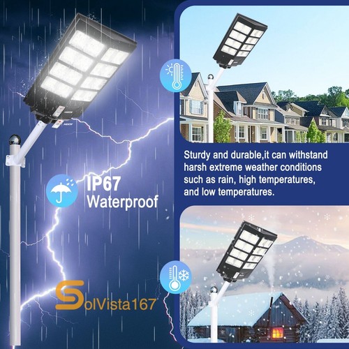 High Powered Solar Street Light Outdoor Dusk to Dawn Road Flood Lamp Parking Lot - Picture 119 of 150