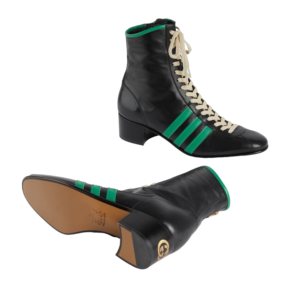 Authentic Men's Adidas X Gucci Black Leather Lace Up Boots Authentic Men's Adidas X Gucci Black Leather Lace Up Boots