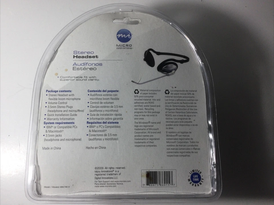 Micro Innovations Behind Neck Multimedia Wired Headset MM 745 H NEW in case - Image 2 of 4