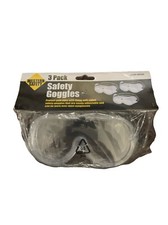 SAFETY GOGGLES VENTED SOFT SIDED ADJUSTABLE Worn over Most Eyeglasses. 3 Pk.New