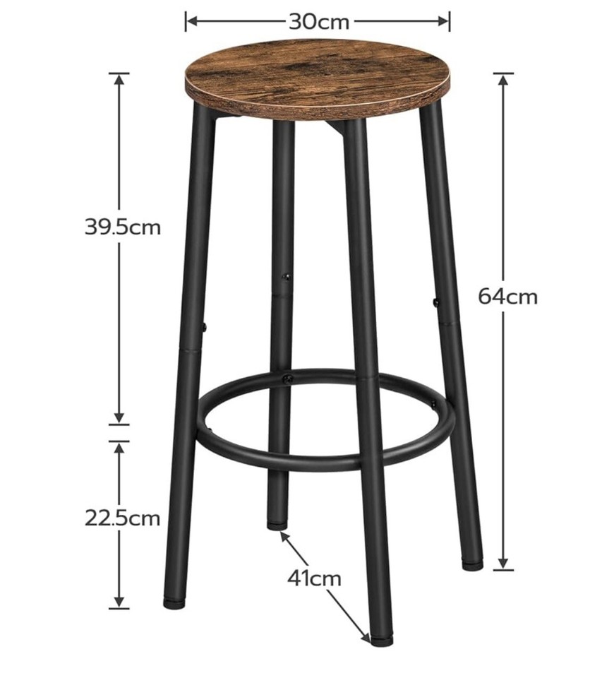 HOOBRO Bar Stools Set of 2, Breakfast Bar Stools for Kitchen, Round Bar