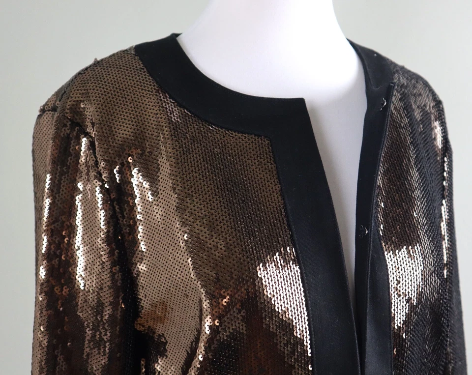 БЕЛЫЙ ДОМ черный рынок $160 блестками украшенный вечерняя куртка верхний размер 6 - Изображение 3 из 4