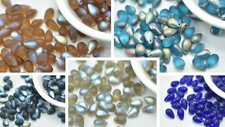 50 Beads - 6x9mm Teardrop Top-Hole - Choose Color, Matte AB Colors, Cobalt