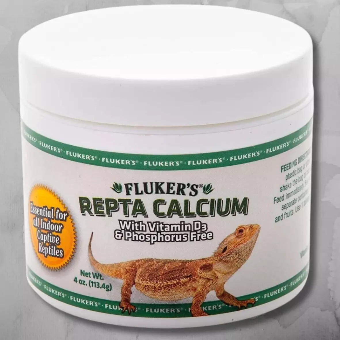 4 oz Fluker's Calcium Powder for Reptiles - Premium Reptile Calcium Powder with