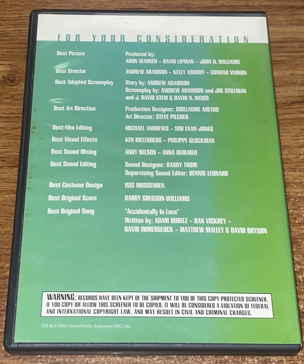 SHREK 2 (2004) Best Picture DVD FOR YOUR CONSIDERATION Promo