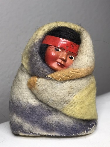 Vintage Lot Of 3 Skookum Indian Native American Doll ~ Wrapped In Blanket - Picture 2 of 22