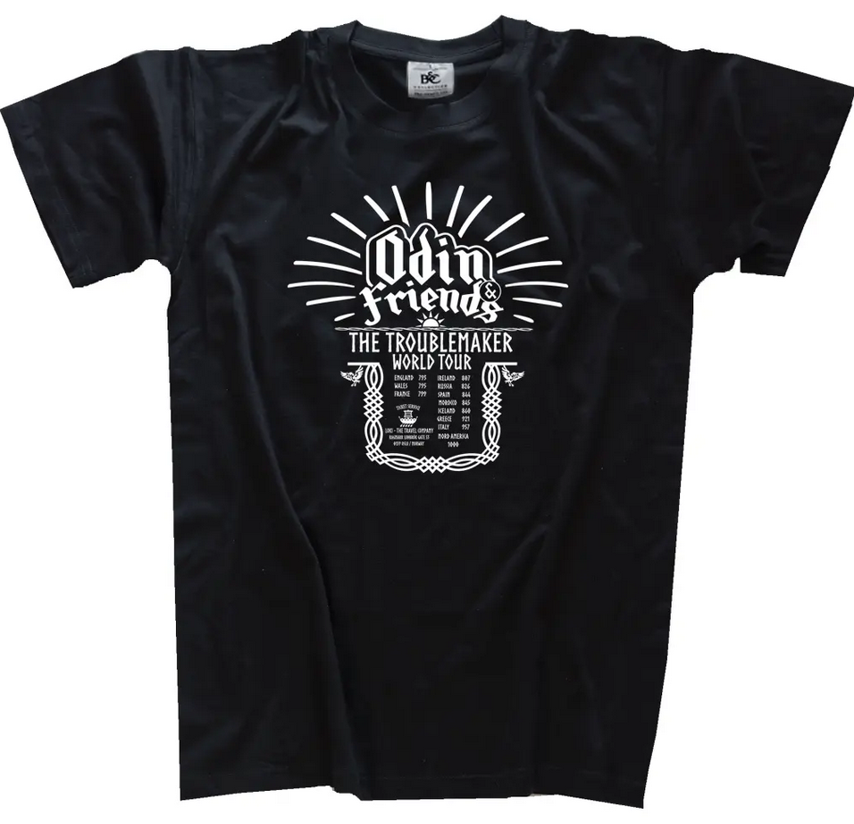 ALTRA T shirt Odino e amici Troublemaker World Tour vichinghi L nera o Wahl B&C#190