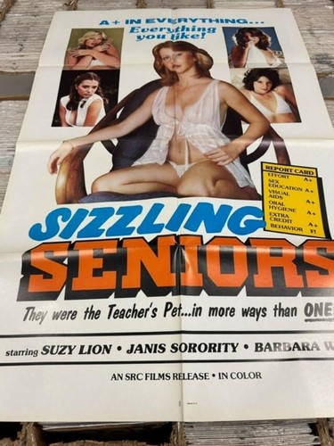 SIZZLING SENIORS ADULT FOLDED US ONE SHEET POSTER SUZY LION   vintage sleaze Z1