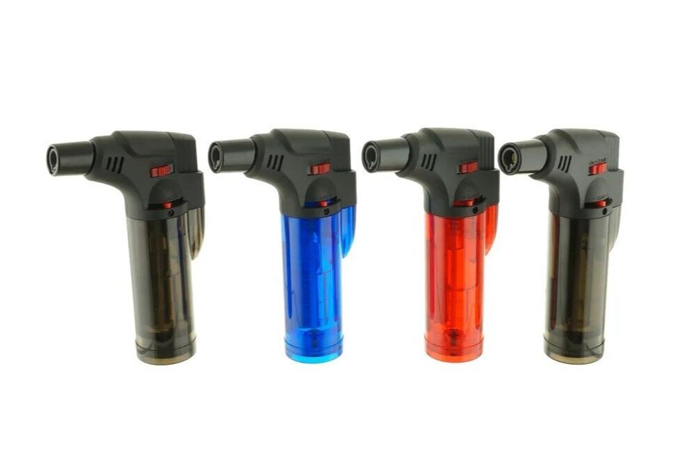 4 Pack Jumbo 4" Jet Flame Torch Gun Lighter Refillable Lockable Adjustable Clear