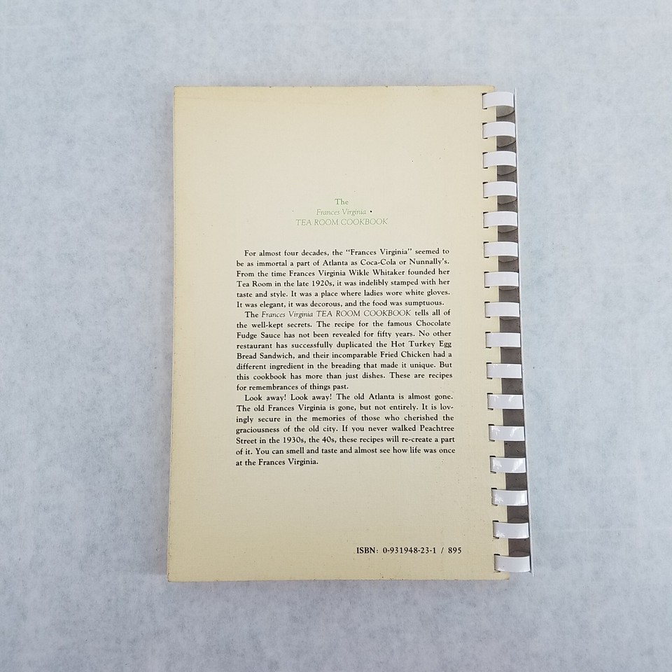 The Frances Virginia Tea Room Cookbook 1981 First Edition Atlanta