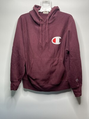 Champion Hoodie Men's M Burgundy Big C Logo Reverse Weave