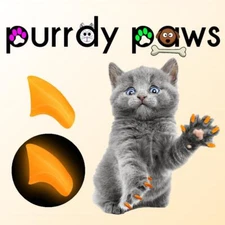 ORANGE GLOW IN THE DARK Soft Purrdy Paws Nail Caps for Cat Claws 6 month supply