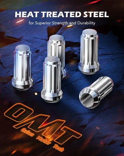 OMT M14x1.5 Wheel Lug Nuts 32 Pack, Chrome Lug Nuts 2 inches Tall Spline Drive - Picture 3 of 8