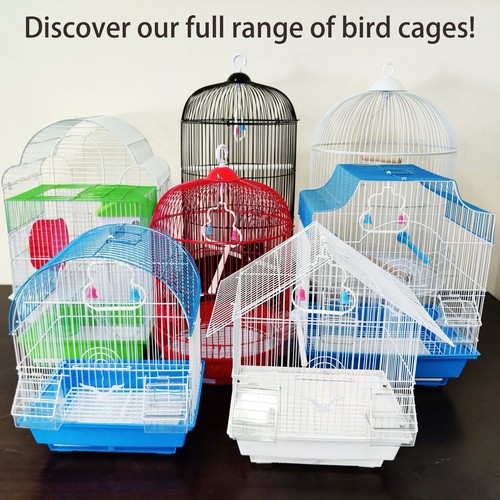 Bird Cage Small Medium Metal Frame Domed Roof White 29.5cm x 22.3cm x 38.5cm - Picture 14 of 16