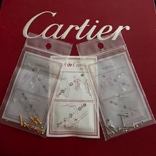 NEW! Auth Curved Rectangle Cartier Screws Full Sets - Gold