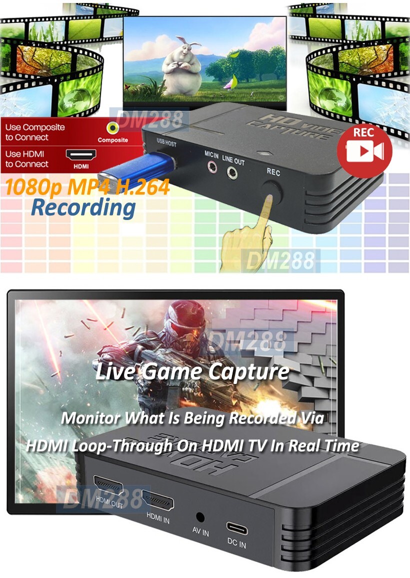 Premium Digital H.264 Video Recorder With HD 1080P RCA AV USB