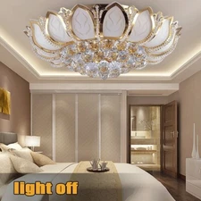 23.5" Large Crystal Chandelier Flush Mount Ceiling Light Luxury Pendant Lamp NEW