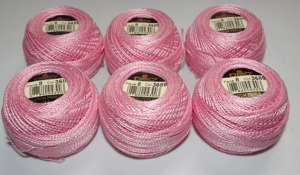 NOS 6 balls = DMC Coton Perle Art 116 # 8 10g = COLOR 3689 = 100% cotton - Image 4 of 4