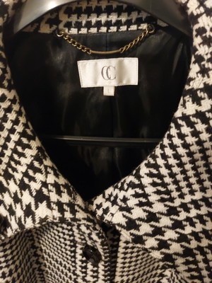 Country Casuals L Black And White Dog Tooth Check Coat Cashmere 