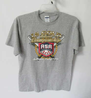 ASA Softball 18 Gold Nat'l Championship gray short sleeve graphic t-shirt *sz M*