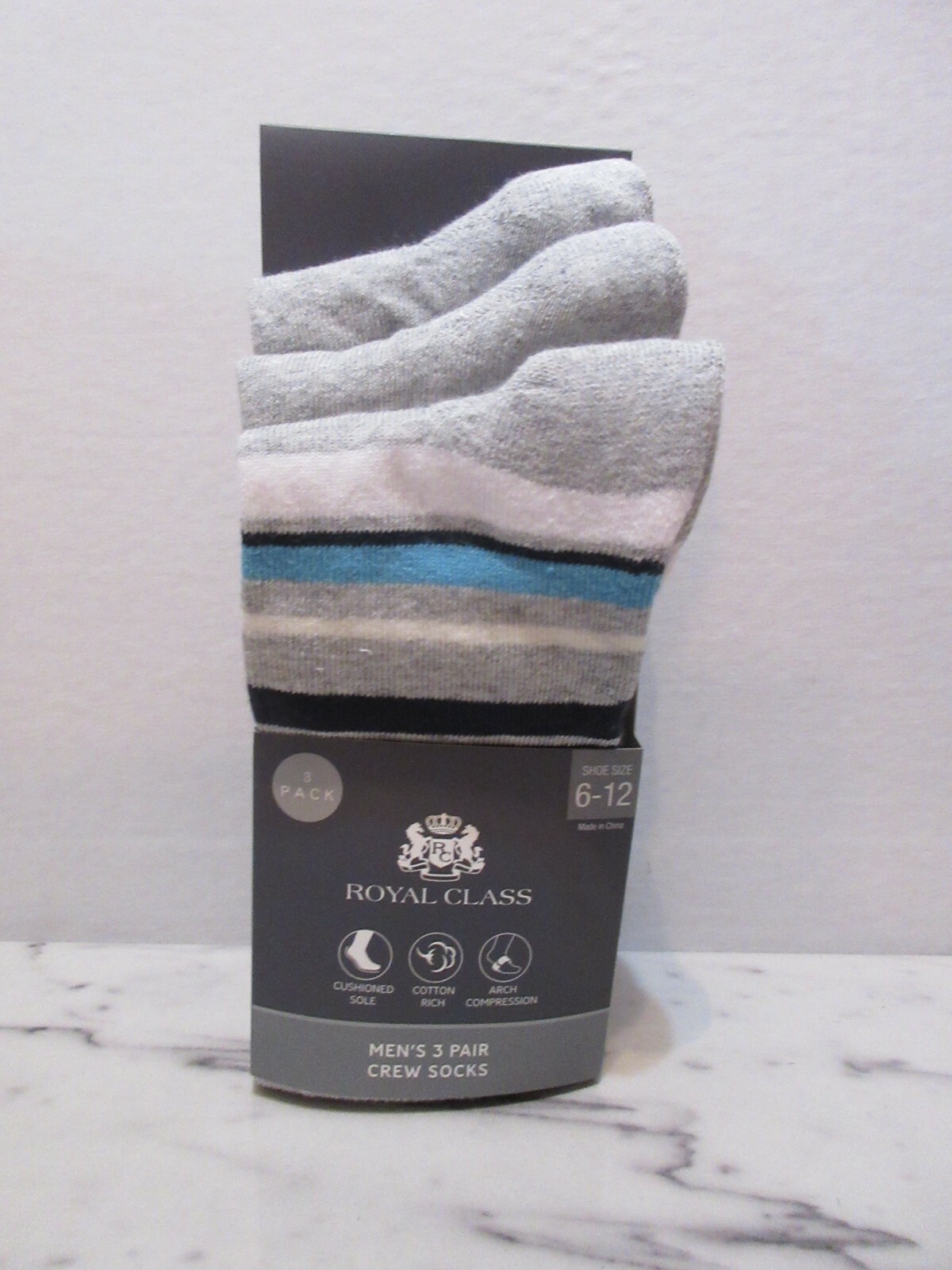 SAOLA Calzini Serra Royal Class 3pz Crew scarpa uomo 6 12 suola ammortizzata compressione arco