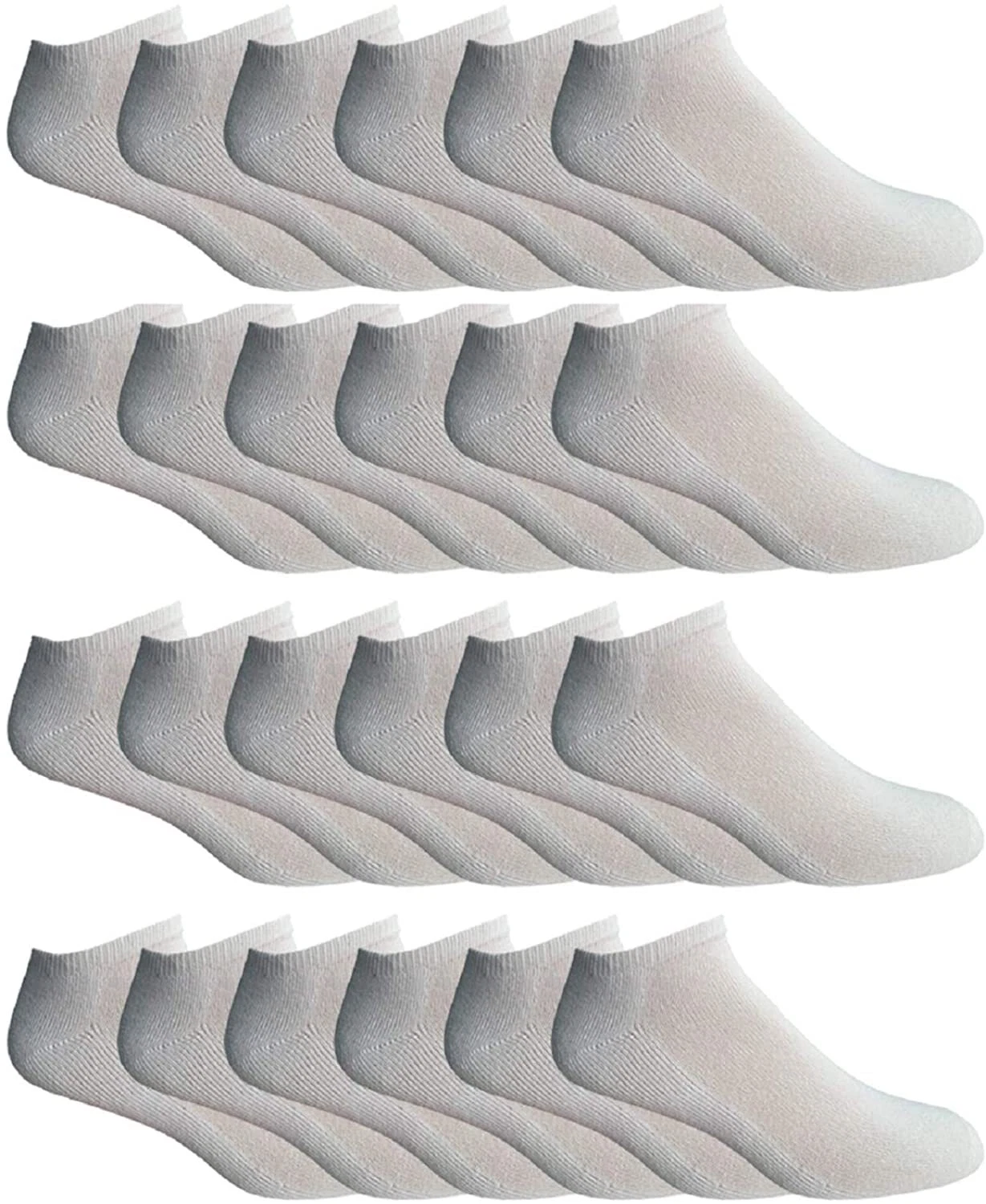 24 Units of Men's No Show Ankle Socks, Premium Quality Cotton Size 10-13 White