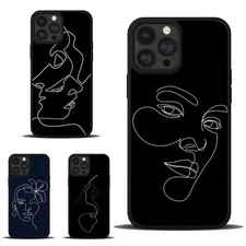 one line drawing face For Apple iPhone Samsung Galaxy Motorola Plastic TPU Cover