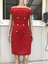 Vtg 90s Covers Red Cocktail Cold Shoulder Mini Dress 10