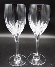 set of 2 Mikasa Flame D'amore Crystal Water Goblets Glasses 9" MINT!