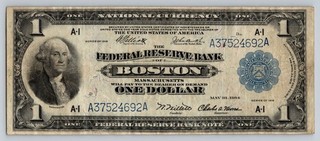 $1 1918 Boston Federal Reserve Bank National Currency Note Large Size