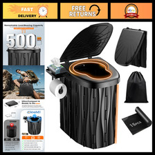 Upgraded 15" XL Portable Toilet for Camping, RV, Hiking, 500 LBS Capacity, Lid