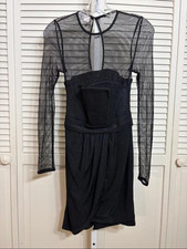 NWOT House of CB EVANGELINE Black Metallic Origami Mesh Party Dress XS