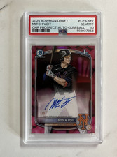 2025 BOWMAN DRAFT MITCH VOIT CHROME GUM BALL REFRACTOR AUTO /5 PSA 10 GEM MINT