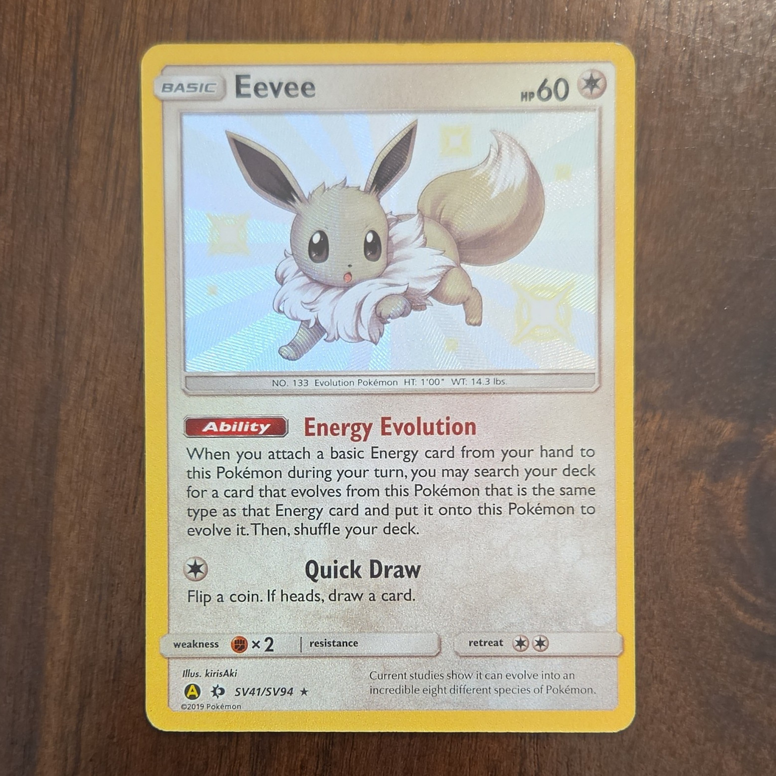 Pokemon Eevee SV41/SV94 Hidden Fates Shiny Vault Rare English Pokemon TCG LP