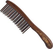 Handmade Wooden Wide Tooth Comb for Curly Hair, Anti Static Detangling Hair C...