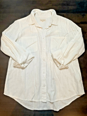 Thread & Supply Shirt Womens Size Large White Linen Button Up Long Sleeve