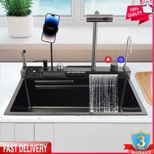 Digital Display Stainless Steel Kitchen Sink Single Slot with Faucet Cup Washer