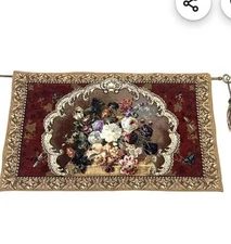 Mohawk Home Wall Tapestry – Dutch Floral Still Life 54” x 38” Jacquard Woven Red